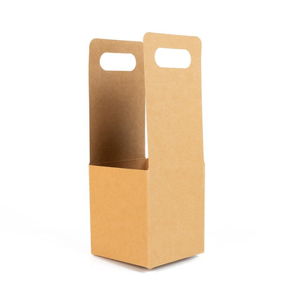 Cutii deschise kraft cu mâner pentru un pahar 9x9x24cm (set 50 buc)