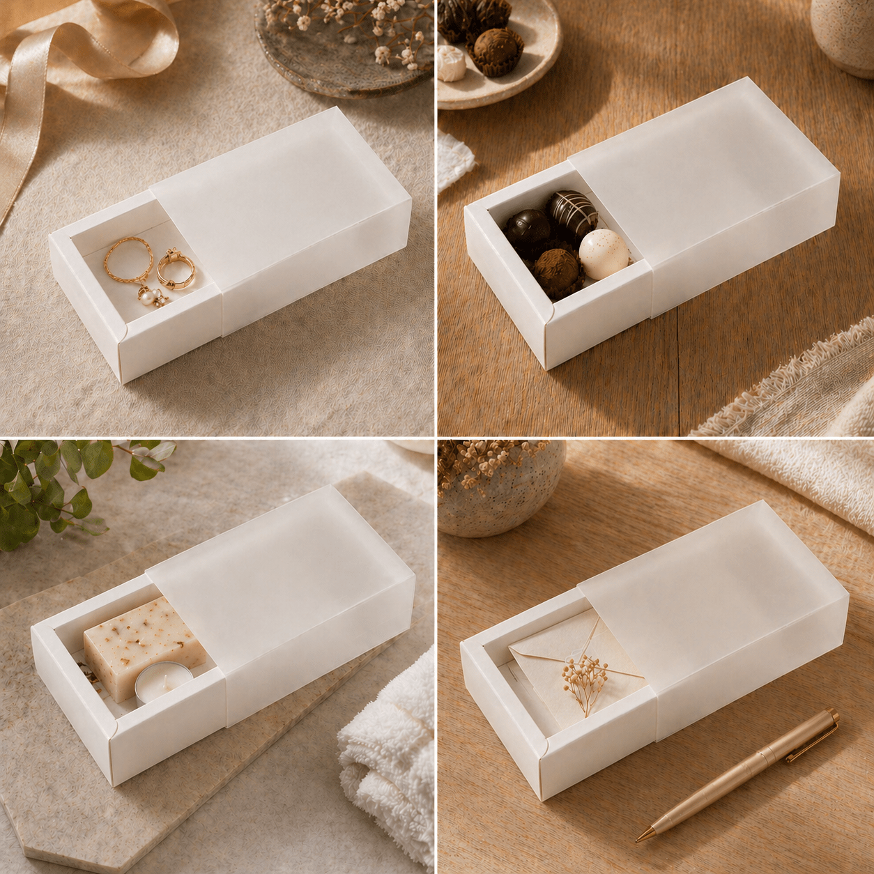 Cutie din hârtie cu fereastră mată - alb (set 50 buc) - CraftUp