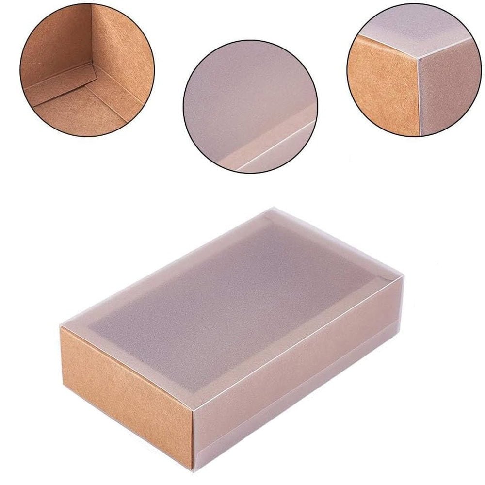 Cutie din hârtie cu fereastră mată - kraft (set 50 buc) - CraftUp