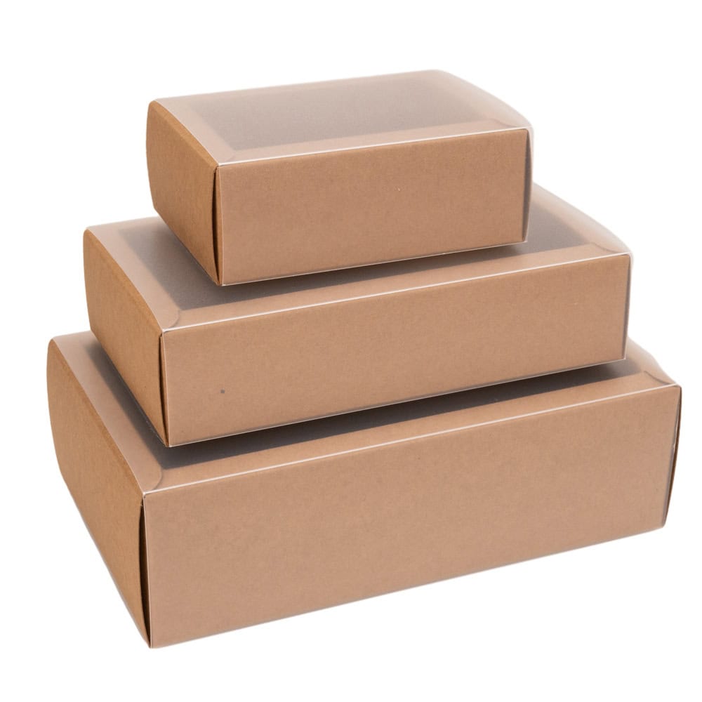 Cutie din hârtie cu fereastră mată - kraft (set 50 buc) - CraftUp