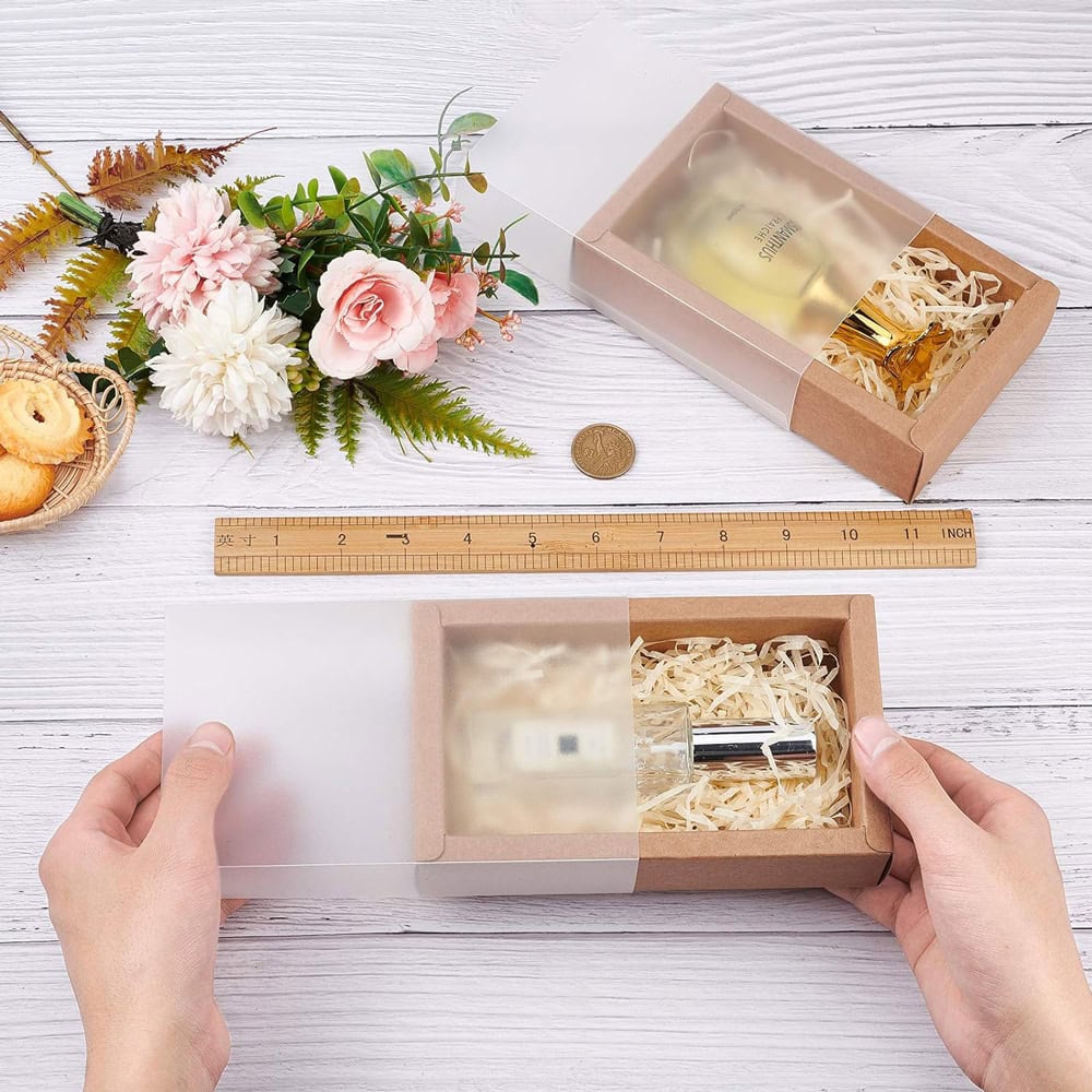 Cutie din hârtie cu fereastră mată - kraft (set 50 buc) - CraftUp