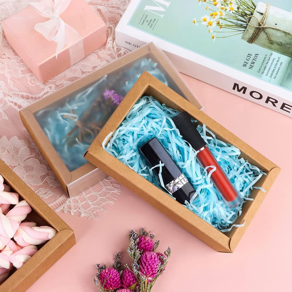 Cutie din hârtie cu fereastră mată - kraft (set 50 buc) - CraftUp