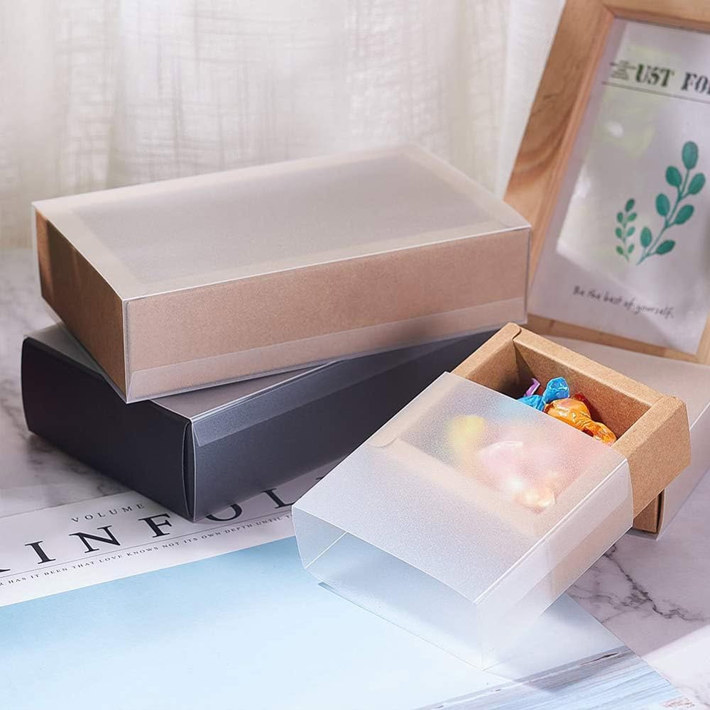 Cutie din hârtie cu fereastră mată - kraft (set 50 buc) - CraftUp