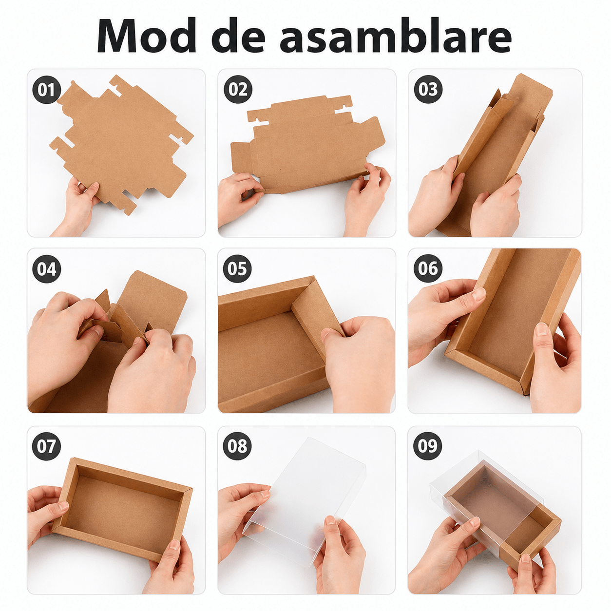 Cutie din hârtie cu fereastră mată - kraft (set 50 buc) - CraftUp