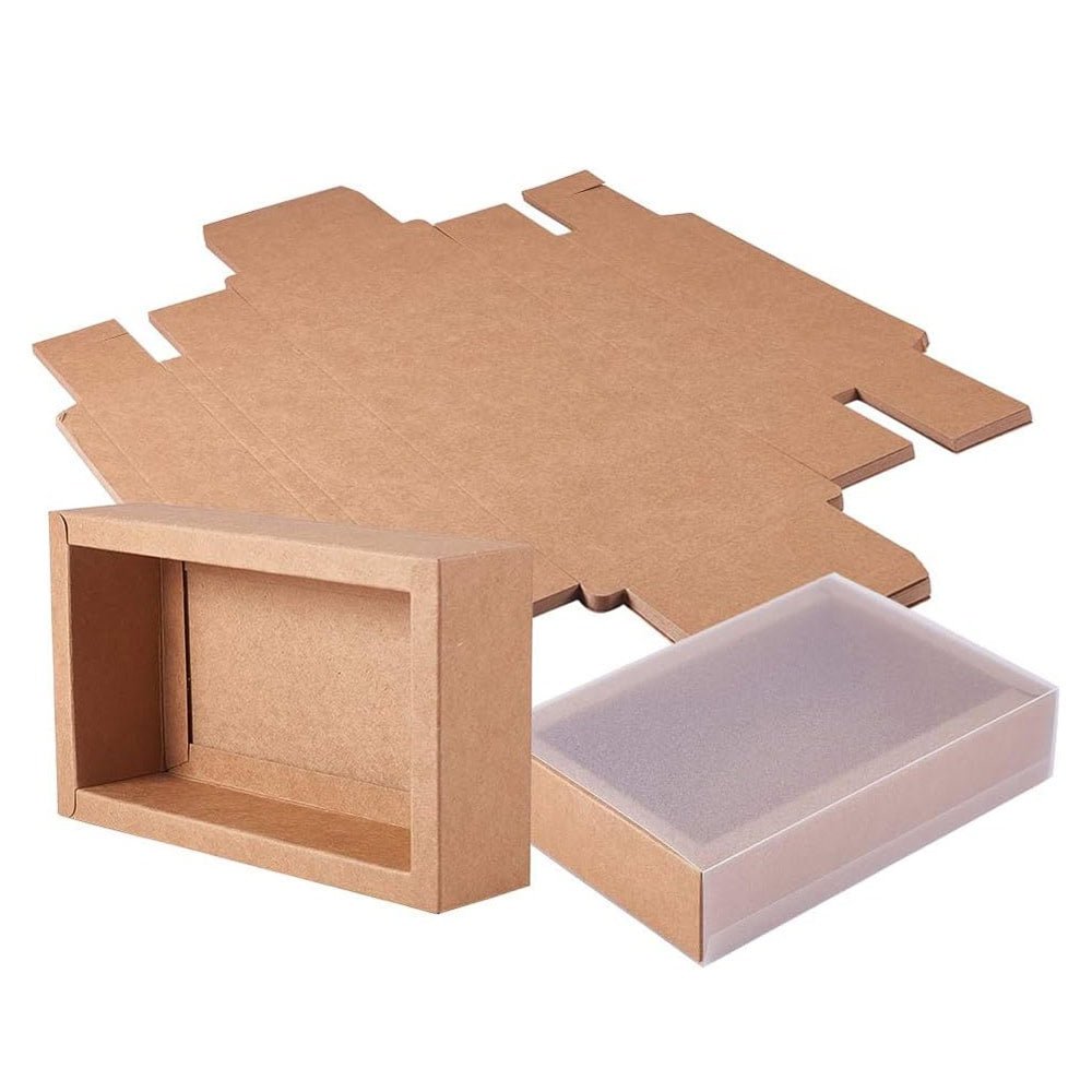 Cutie din hârtie cu fereastră mată - kraft (set 50 buc) - CraftUp
