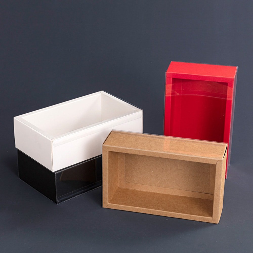 Cutie din hârtie cu fereastră - roșu (set 50 buc) - CraftUp