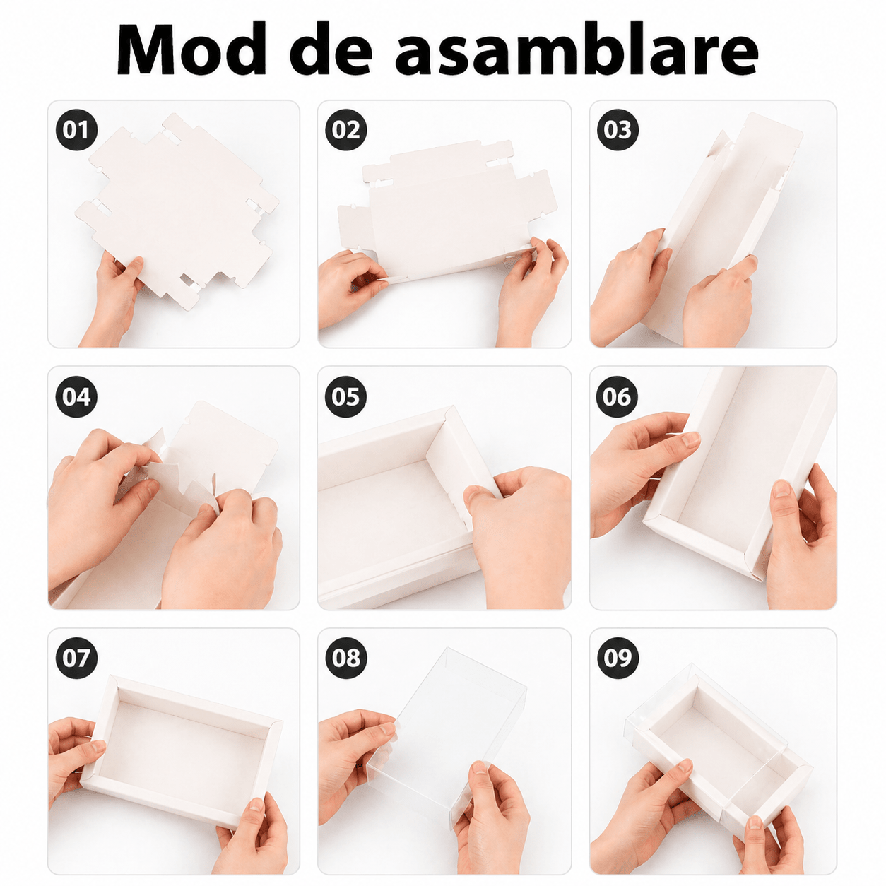 Cutie din hârtie cu fereastră transparentă - alb (set 50 buc) - CraftUp