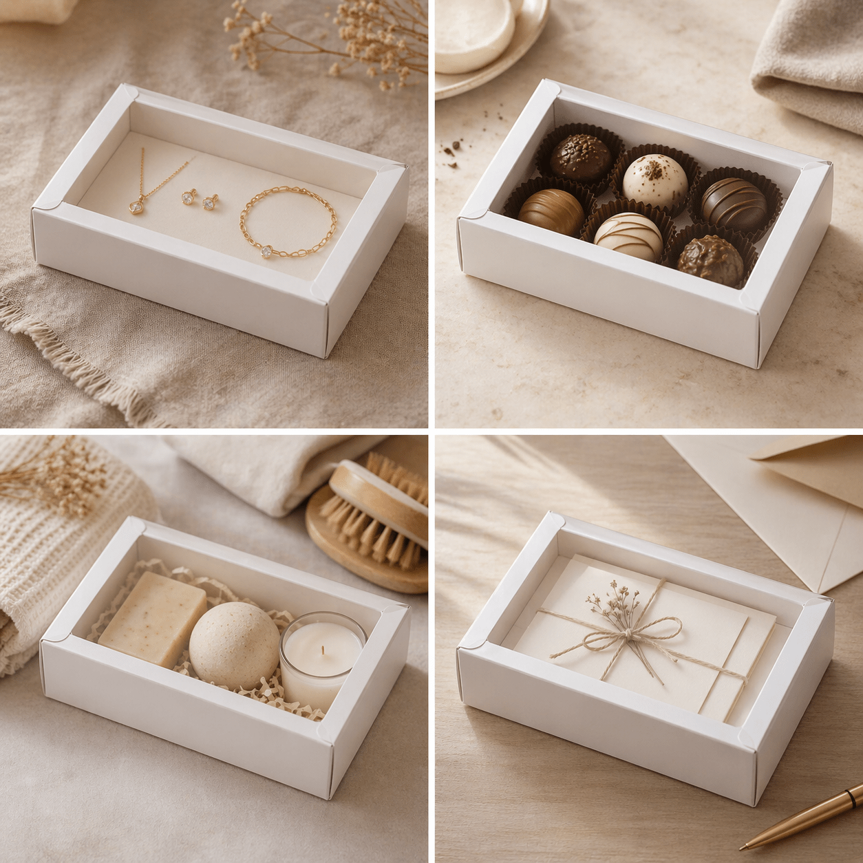 Cutie din hârtie cu fereastră transparentă - alb (set 50 buc) - CraftUp