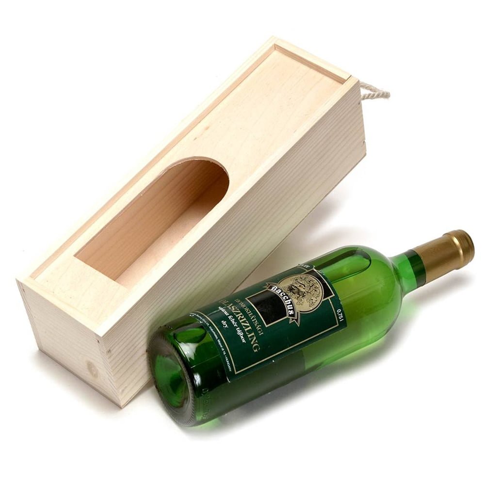 Cutie din lemn pentru sticlă de vin cu fereastră și mâner - CraftUp