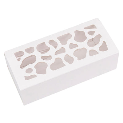 Cutii dreptunghiulare cu fereastră asimetrică - alb (set 50 buc) - 6x13x4cm
