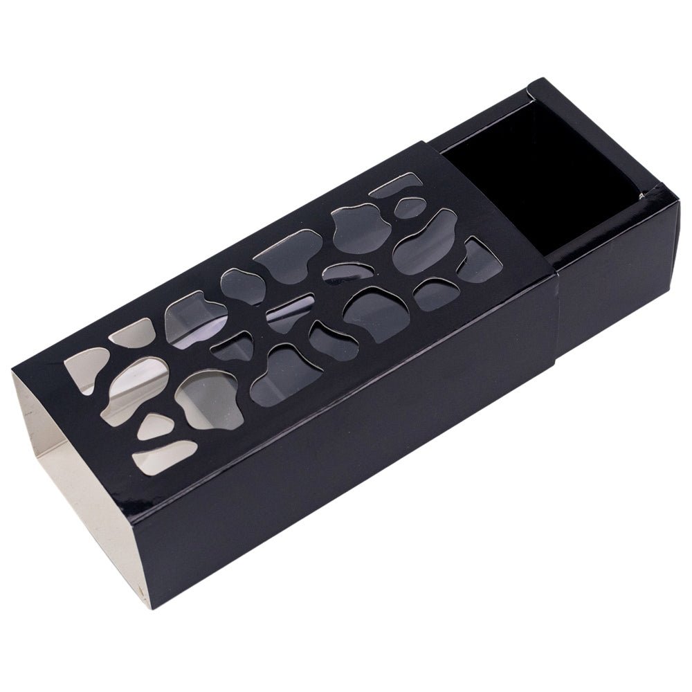 Cutie dreptunghiulară cu fereastră asimetrică - negru (set 50 buc) - 6x13x4cm - CraftUp