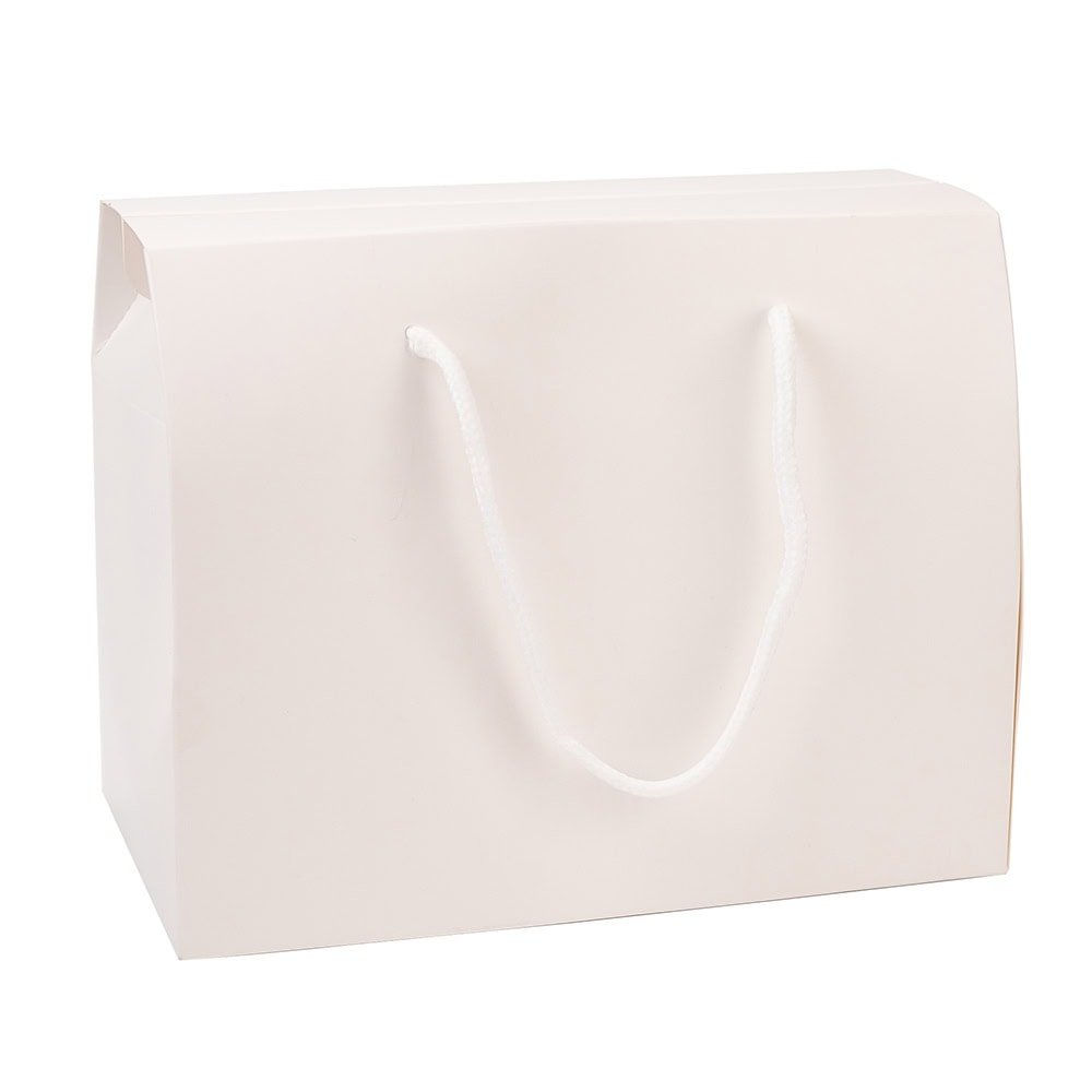 Cutie dreptunghiulară cu fereastră și mâner din sfoară - alb (set 12 buc) - CraftUp