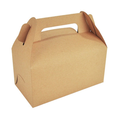 Cutii dreptunghiulare cu mâner - kraft (set 12 buc) 20x15x8cm