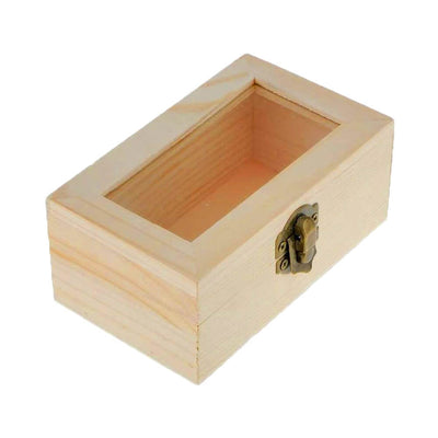 Cutie dreptunghiulară mare din lemn cu fereastră 12x7x5cm