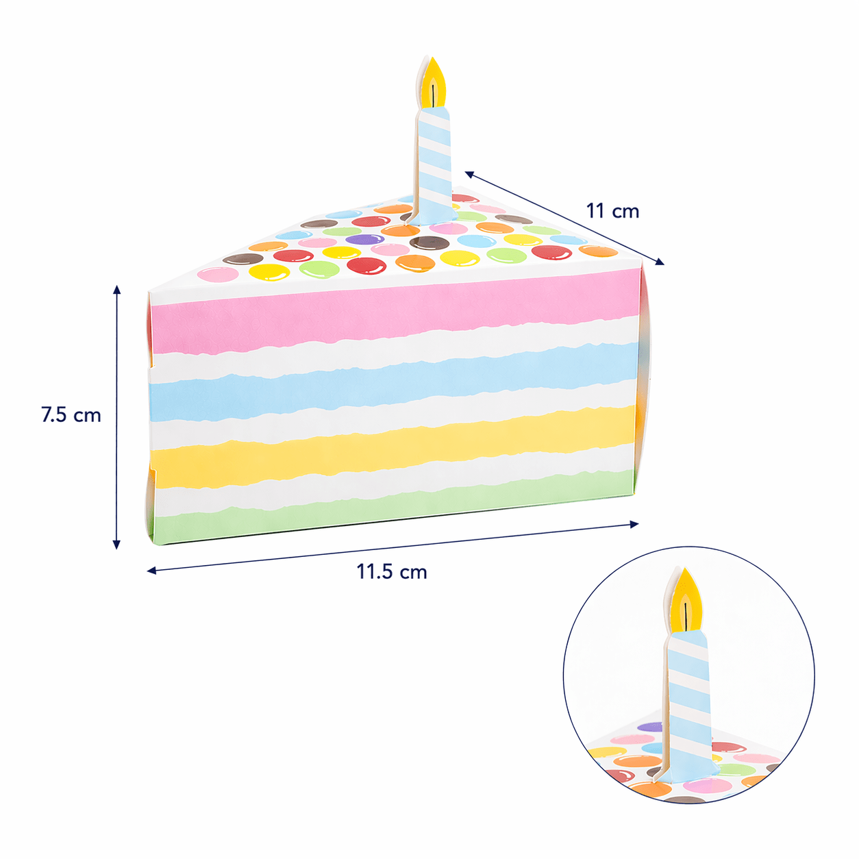 Cutie felie tort cu lumânare - multicolor (set 50 buc) - CraftUp