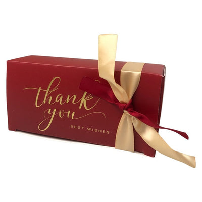 Cutii hârtie cu fundă Thank you 14x7x4.5cm - roșu (set 50 buc)