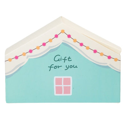 Cutii hârtie în formă de casă cu mesaj "Gift for you" - turcoaz (set 10 buc) 4x14x10cm