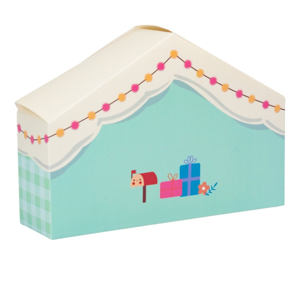 Cutie hârtie în formă de casă cu mesaj "Gift for you" - turcoaz (set 10 buc) 4x14x10cm - CraftUp
