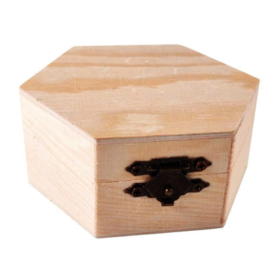 Cutie hexagonală din lemn mică 9x8x4cm