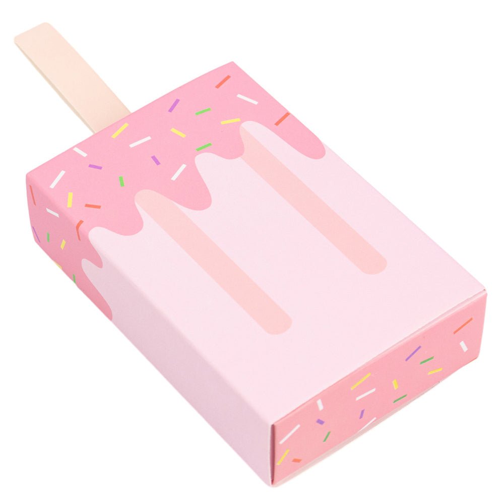Cutie în formă de înghețată cu sertar și băț – roz (set 50 buc) 6.7×10.2×2.7 - CraftUp