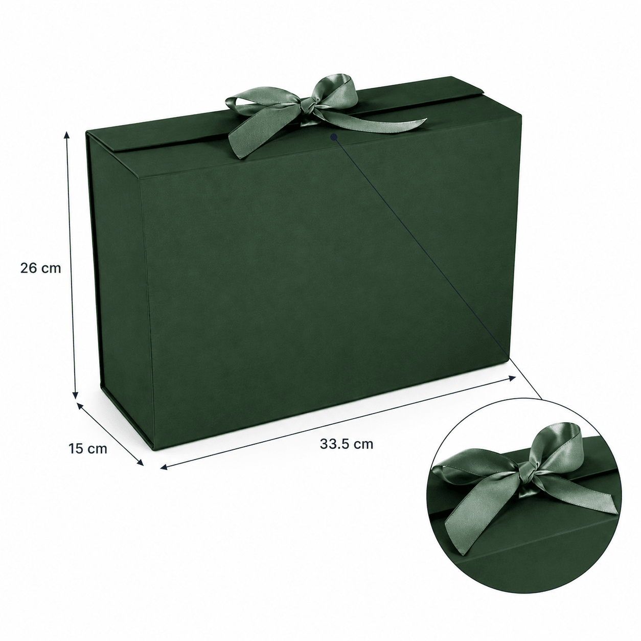 Cutie magnetică cu fundă la închidere - verde - CraftUp