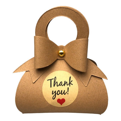 Cutii mici în formă de gentuță cu sticker Thank You - kraft (set 50 buc) 6.5x13x3.5cm