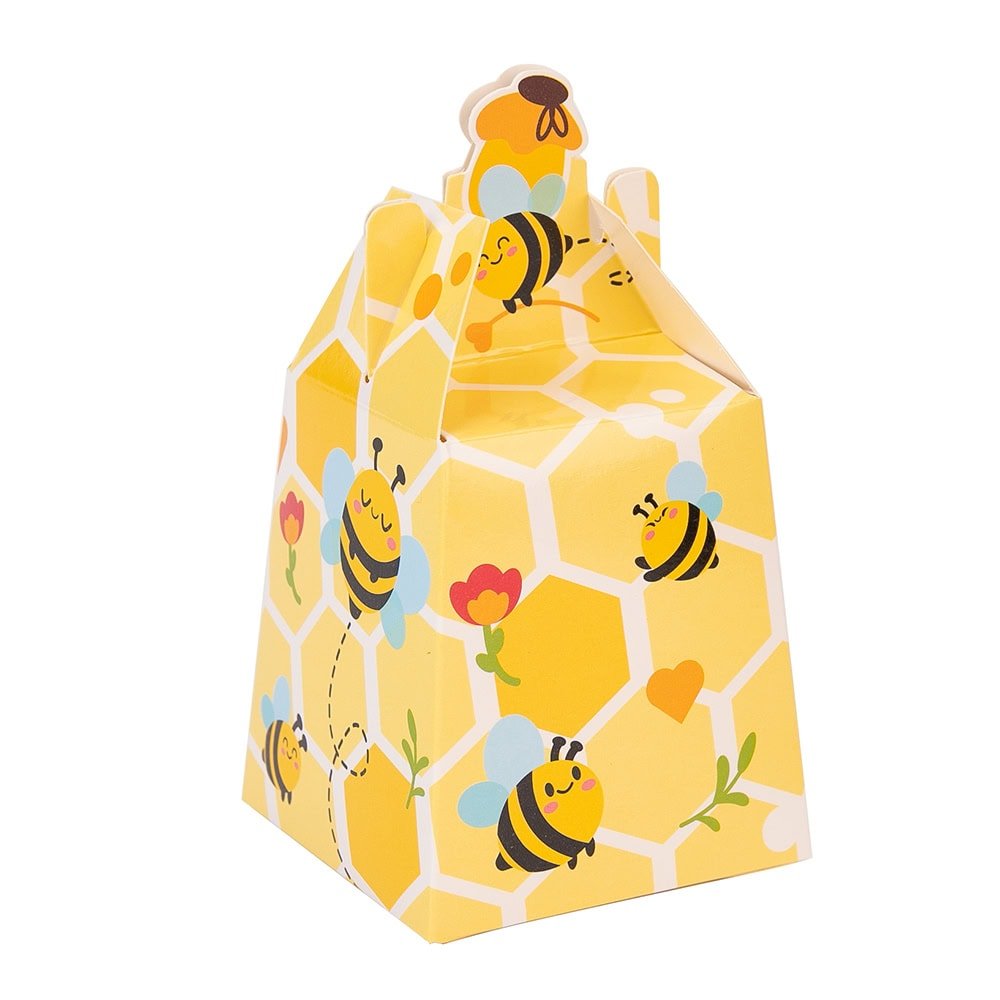 Cutie mică model fagure albine și flori - galben (set 50 buc) - CraftUp