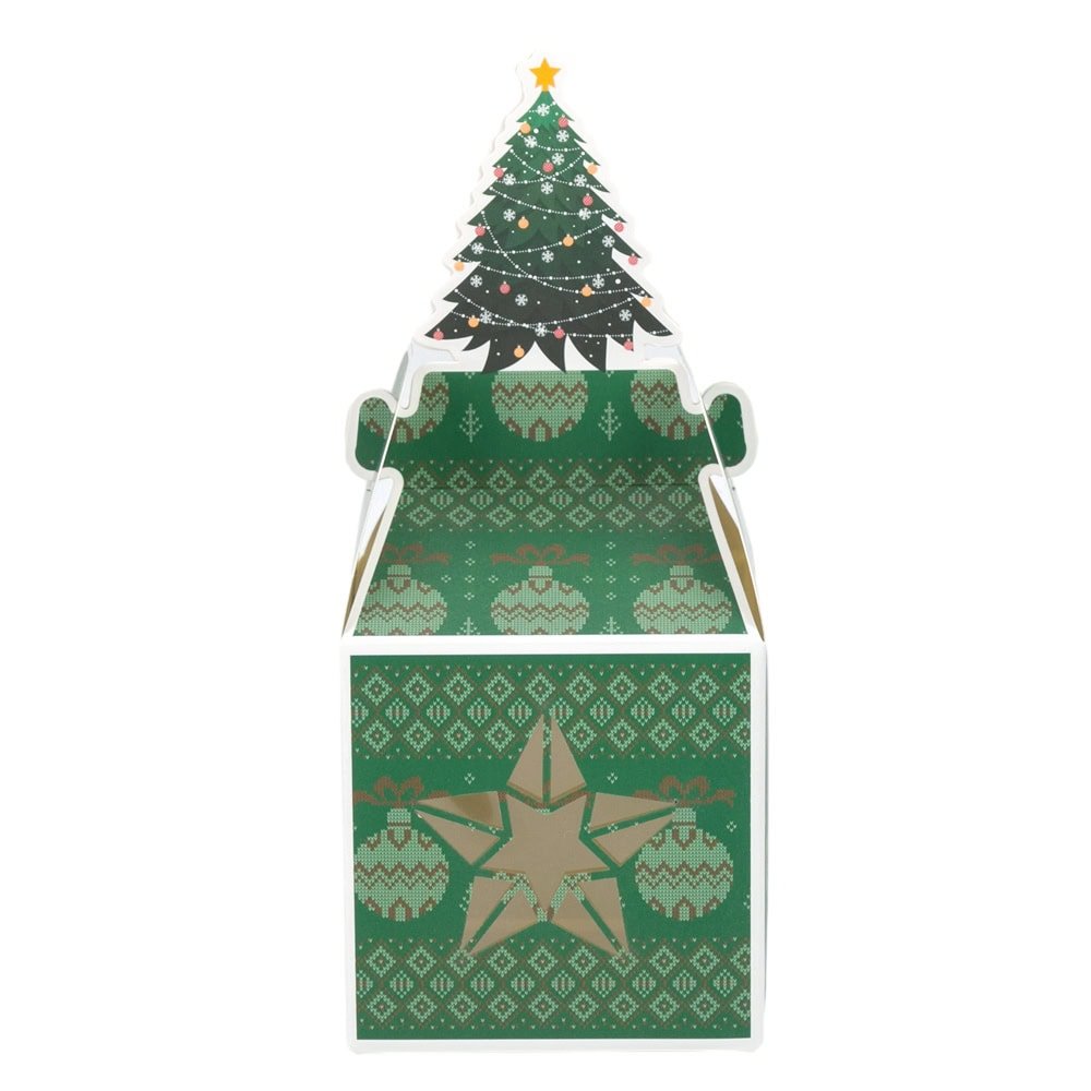 Cutie mică pătrată Crăciun cu fereastră - model brad verde (set 50 buc) - CraftUp