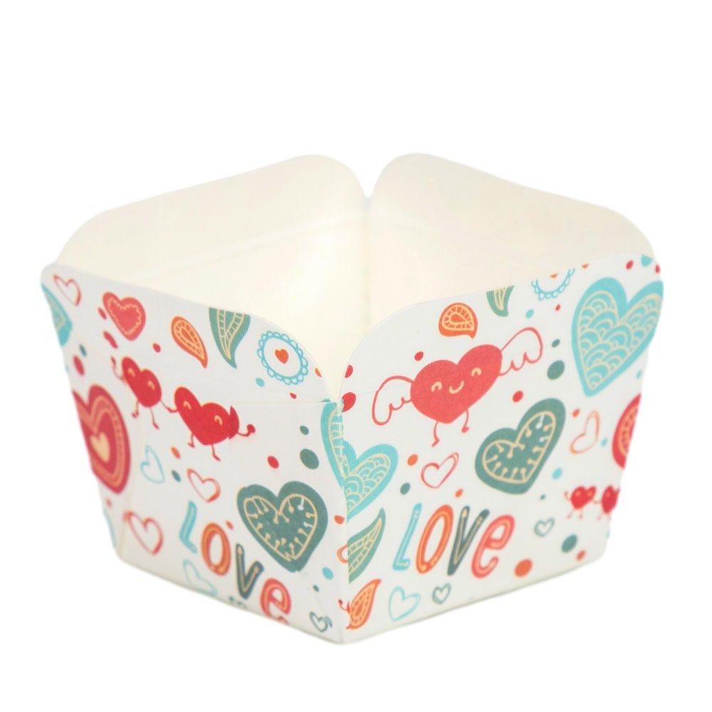 Cutie mică pătrată deschisă cu design - model 1 love (set 100 buc) - CraftUp
