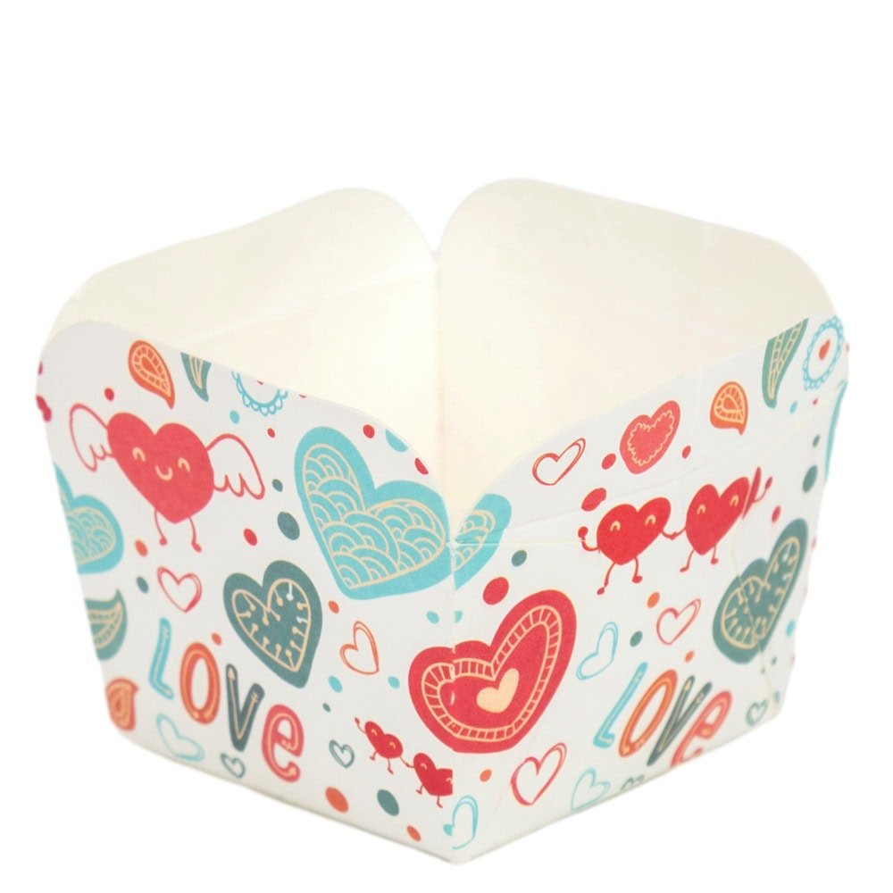 Cutie mică pătrată deschisă cu design - model 1 love (set 100 buc) - CraftUp
