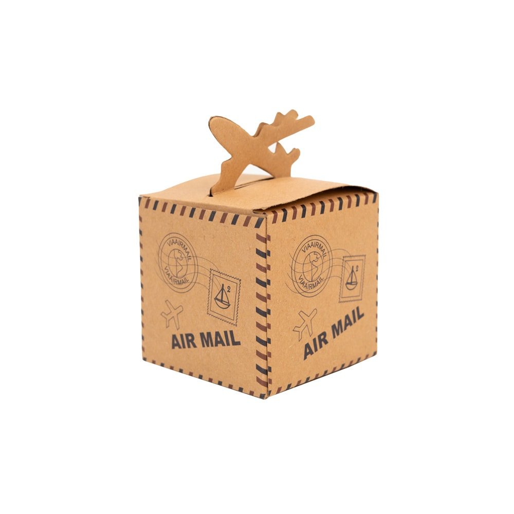 Cutie mică pătrată model avion - maro (set 50 buc) - CraftUp