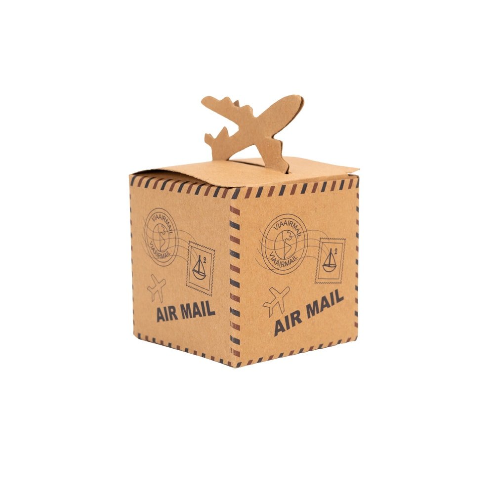 Cutie mică pătrată model avion - maro (set 50 buc) - CraftUp
