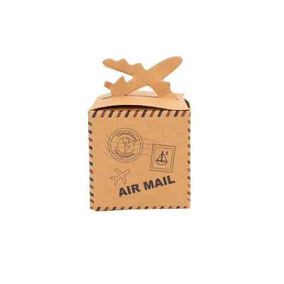 Cutii mici pătrate model avion - maro (set 50 buc)