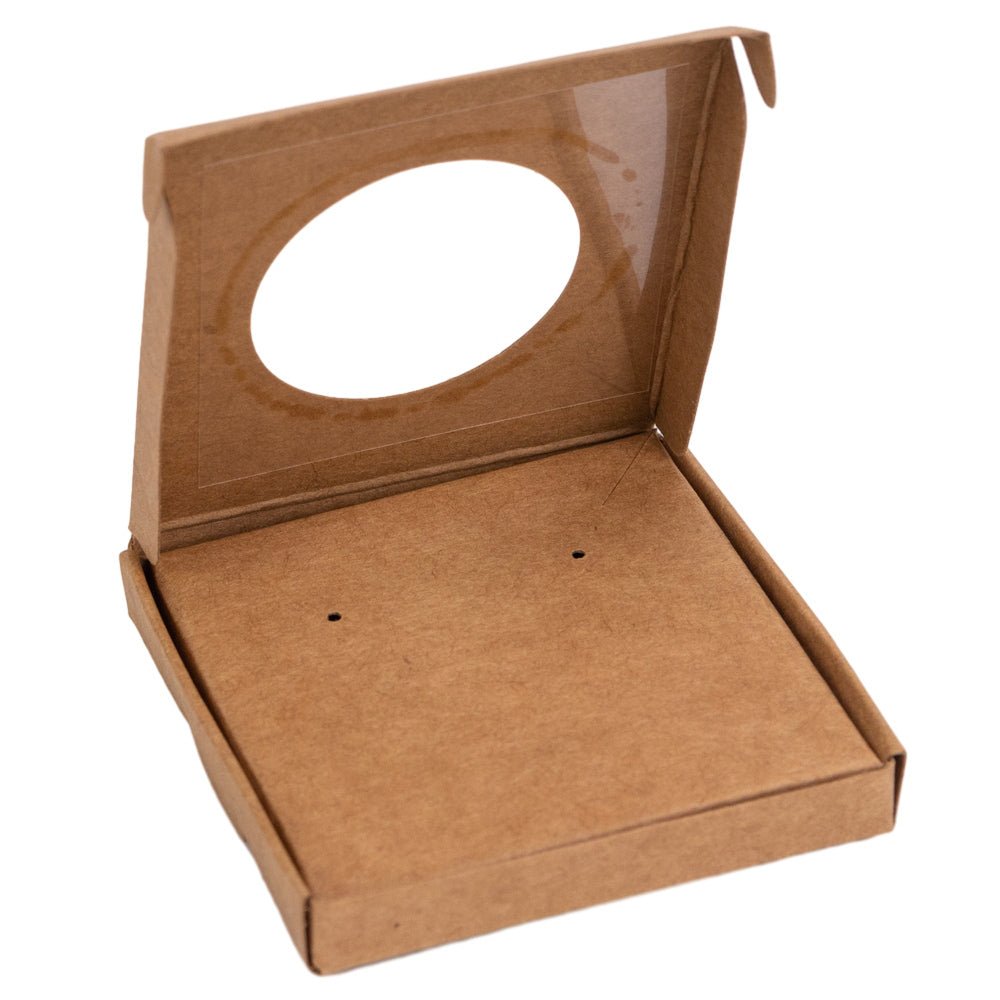 Cutie mică pentru bijuterii cu fereastră rotundă – kraft (set 50 buc) 6x6x1cm - CraftUp