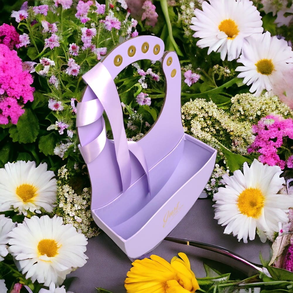 Cutie ovală deschisă cu mâner și panglică - mov - CraftUp
