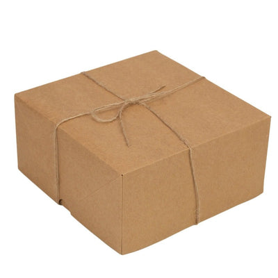 Cutii pătrate cu capac și sfoară - kraft (set 10 buc)