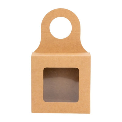 Cutii pătrate cu fereastră și agățătoare - kraft (set 25 buc)