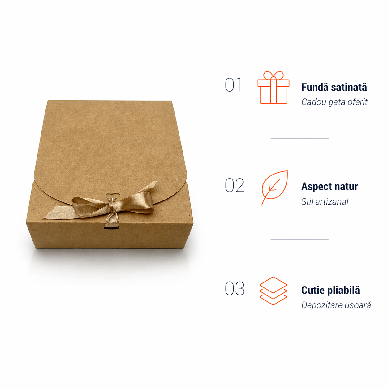 Cutie pătrată cu fundă satinată (set 12 buc) - CraftUp