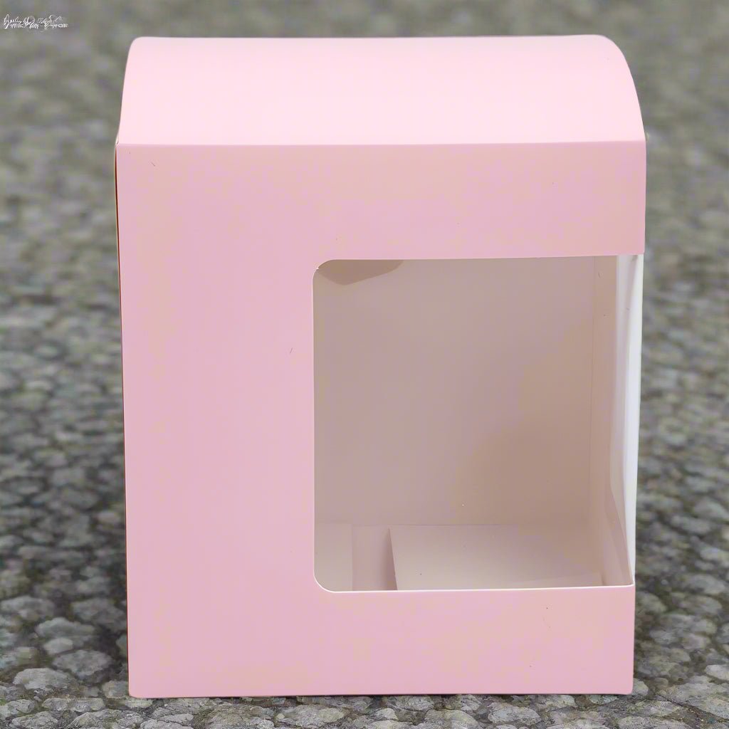 Cutie pătrată din hârtie cu fereastră pe o parte - roz (set 50 buc) 11x10.5x12.4cm - CraftUp