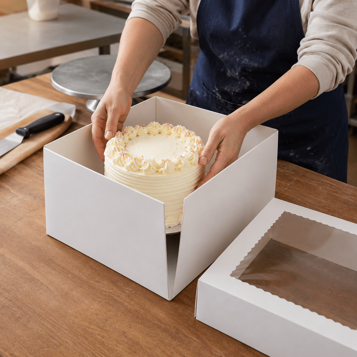 Cutie pătrată pentru tort cu fereastră (set 10 buc) - CraftUp