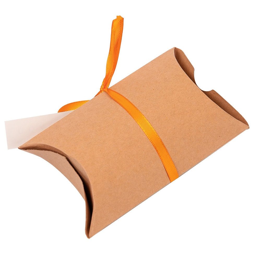 Cutie stil pernă cu fereastră în formă de frunză - kraft (set 50 buc) - CraftUp