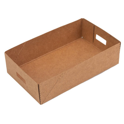 Cutii tavă cu mânere - kraft (set 50 buc) - 12.5x7.5x3.5cm