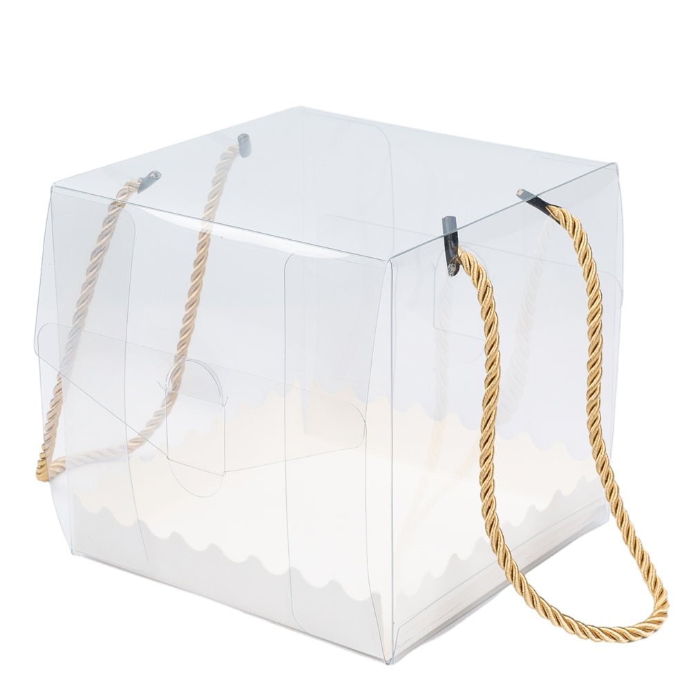 Cutie transparentă cu bază albă și mâner (set 25 buc) - CraftUp