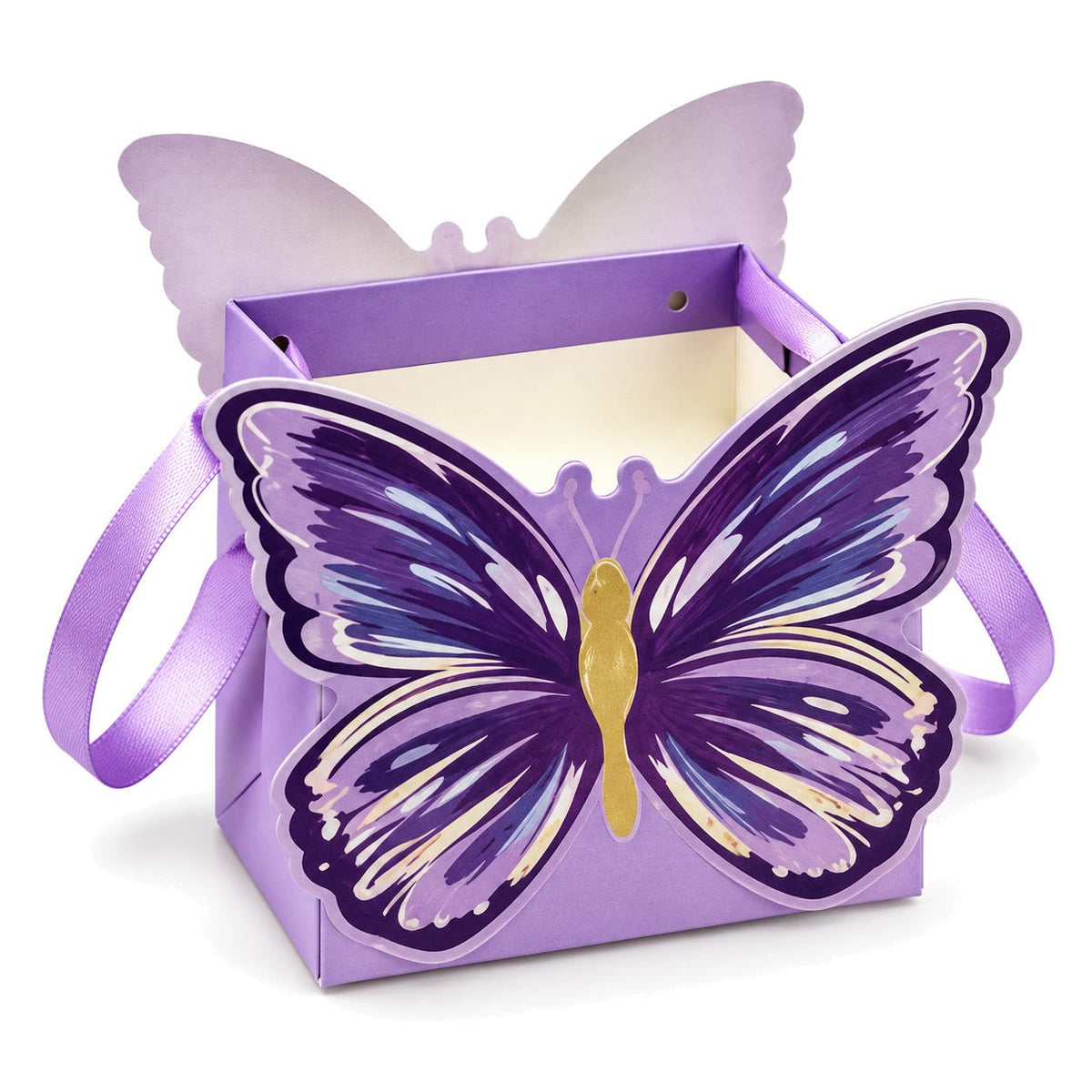 Cutii cu fluture decupat și mâner din panglică - mov (set 10 buc) - CraftUp
