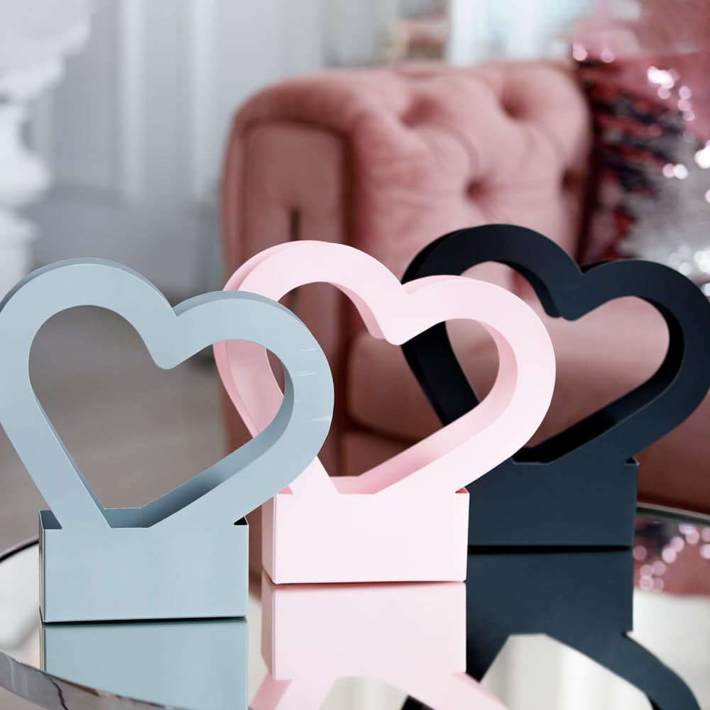 Cutii cu mâner inimă - roz (set 10 buc) - CraftUp