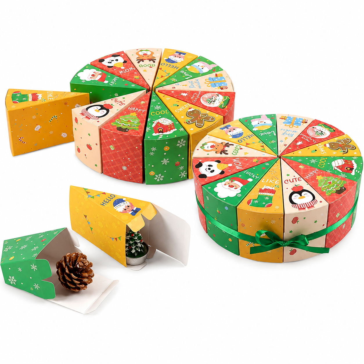 Cutii felie tort de Crăciun - mix 4 modele (set 12 buc) - CraftUp