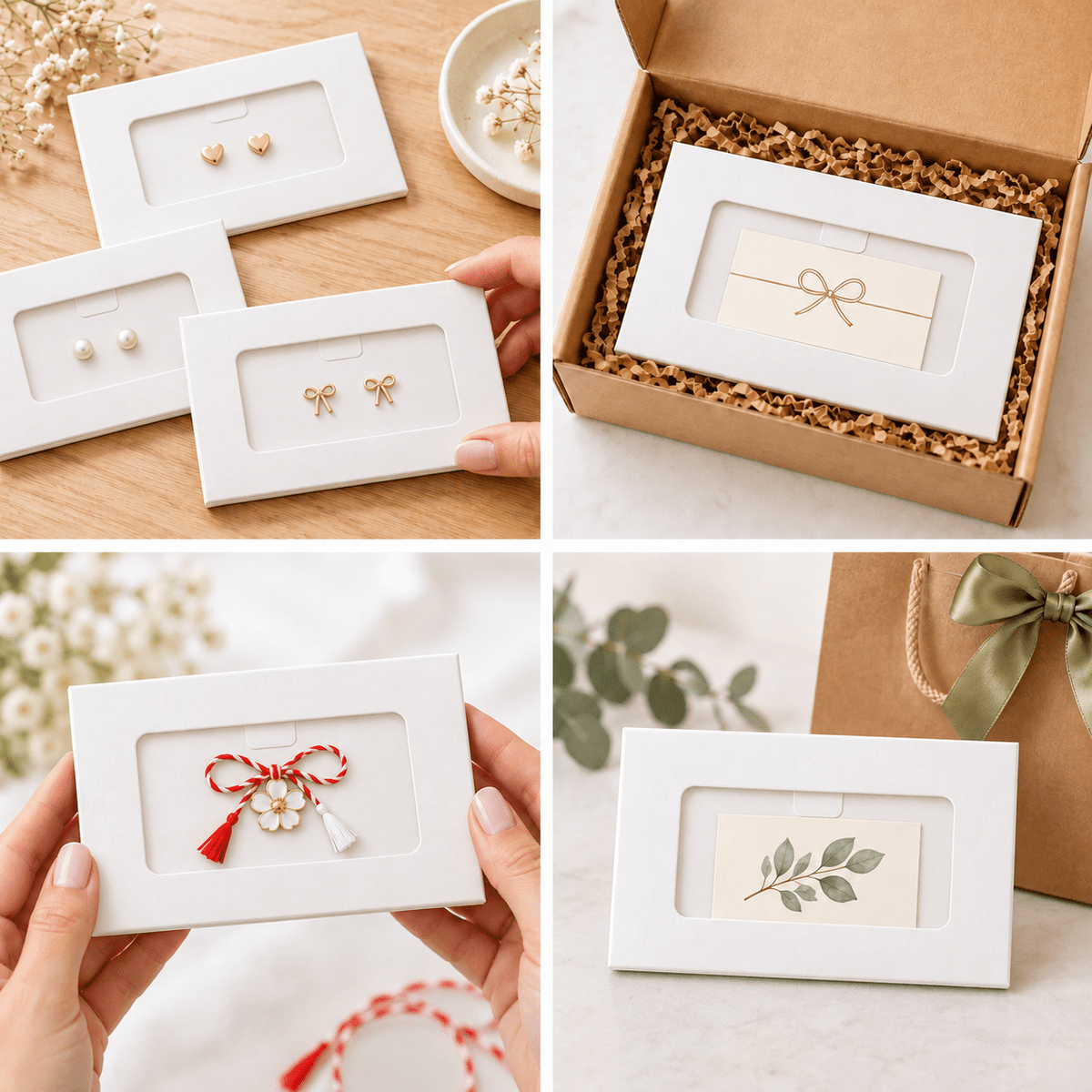 Cutii mici cu fereastră decupată - alb (set 100 buc) - CraftUp