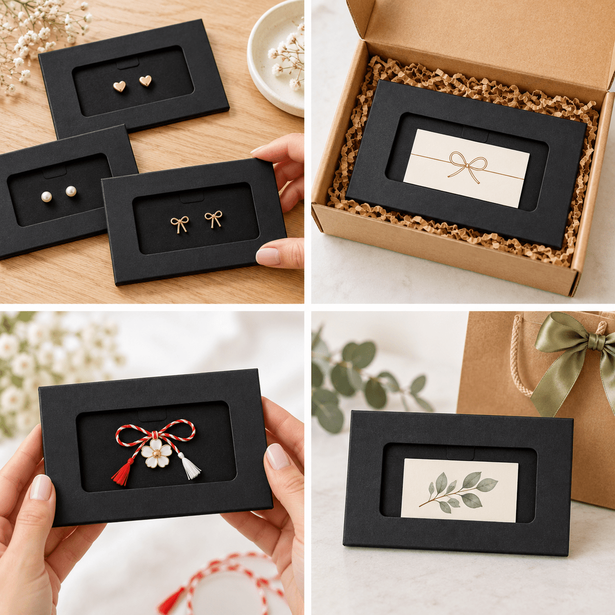 Cutii mici cu fereastră decupată - negru (set 100 buc) - CraftUp