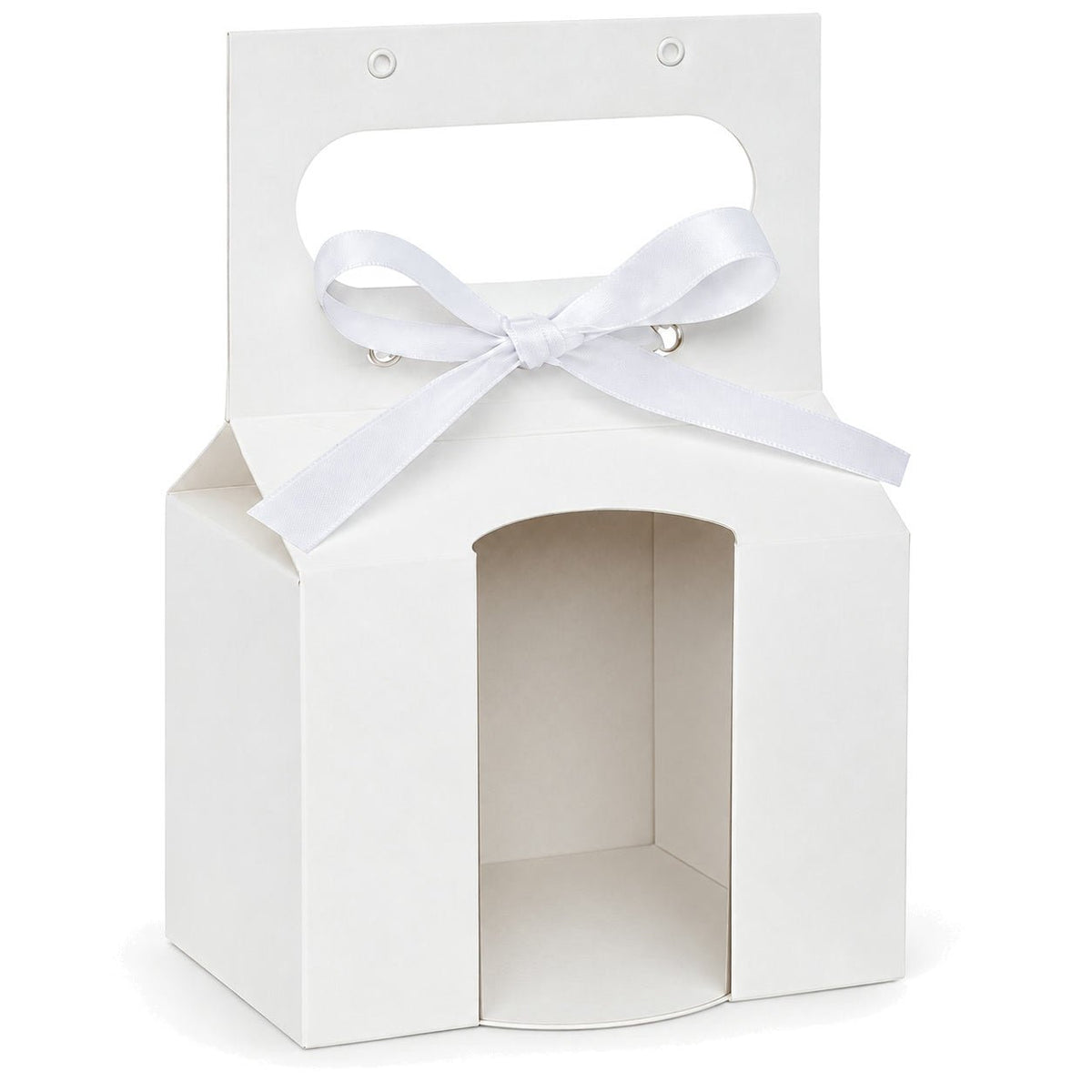 Cutii pentru cană cu deschizătură pentru toartă, mâner și fundă - alb (set 10 buc) - CraftUp