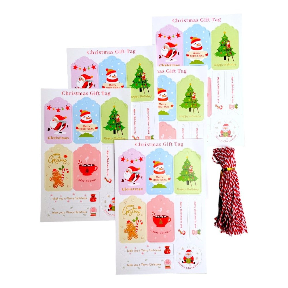 Etichete Crăciun forme diferite cu șnur - model 1 (set 50 buc) - CraftUp